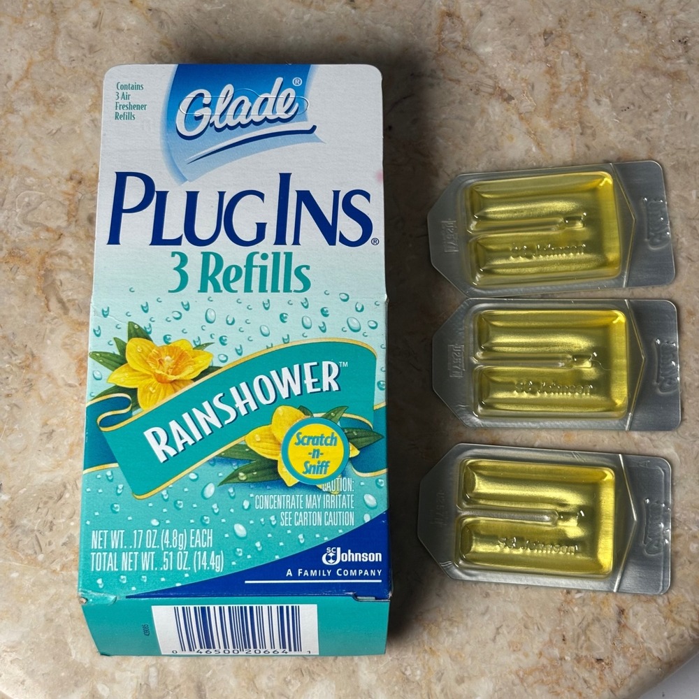Glade PlugIns Air Freshener Refills 3ct Rainshower Scented Gel 0.51oz Total